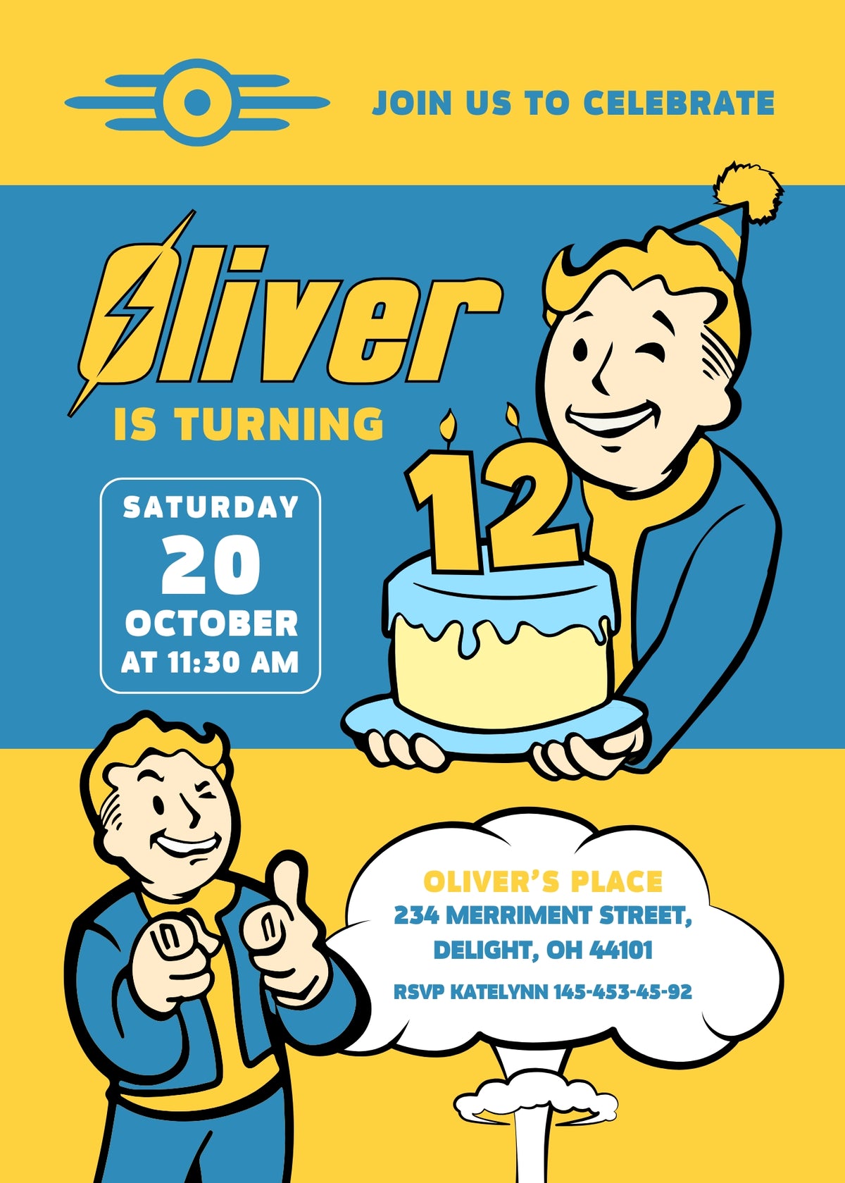 Fallout Pipboy customizable invitation template | Share or Print | VA860