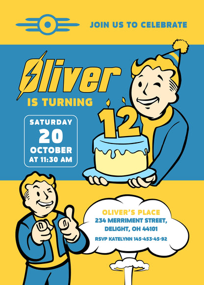 Fallout Pipboy customizable invitation template | Share or Print | VA860