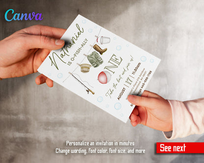 Fishing 1st O-Fish-Ally customizable invitation template | Share or Print | NZ344