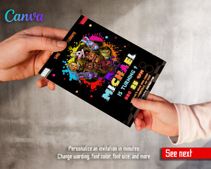 Five Nights at Freddy's customizable invitation template | Share or Print | KJ225