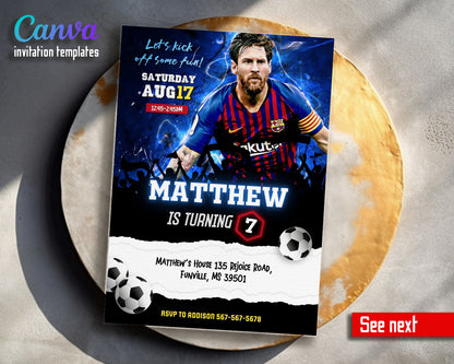 Messi Fifa Soccer customizable invitation template | Share or Print | HE601