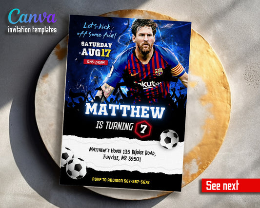 Messi Fifa Soccer customizable invitation template | Share or Print | HE601