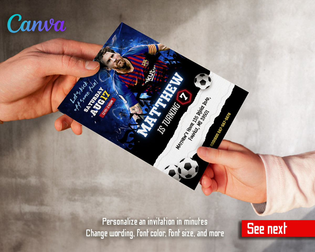 Messi Fifa Soccer customizable invitation template | Share or Print | HE601