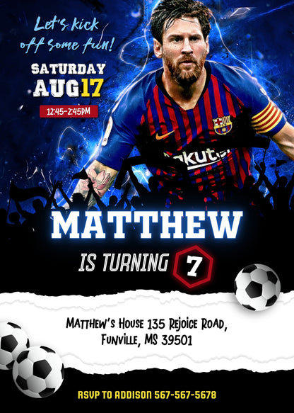Messi Fifa Soccer customizable invitation template | Share or Print | HE601