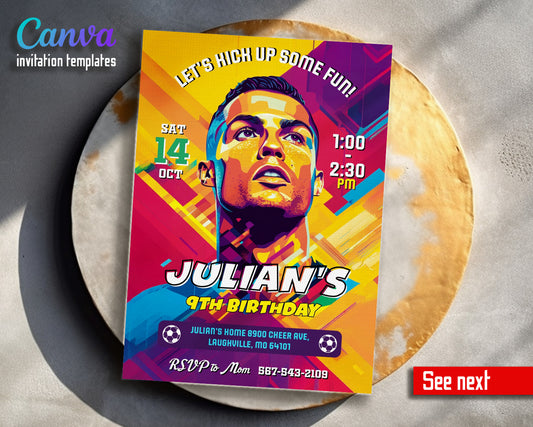 Ronaldo Fifa Soccer customizable invitation template | Share or Print | NI875