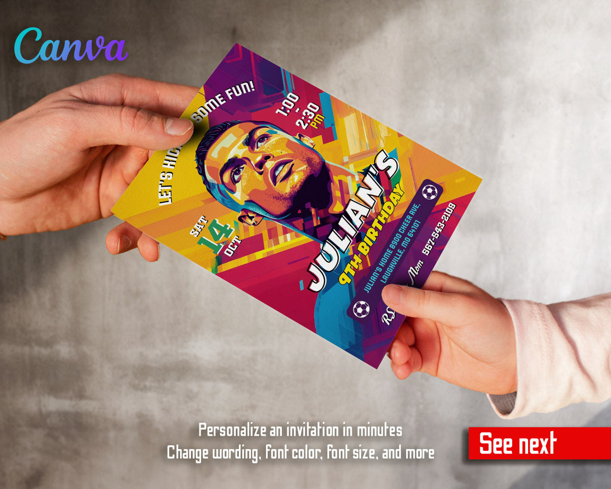 Ronaldo Fifa Soccer customizable invitation template | Share or Print | NI875
