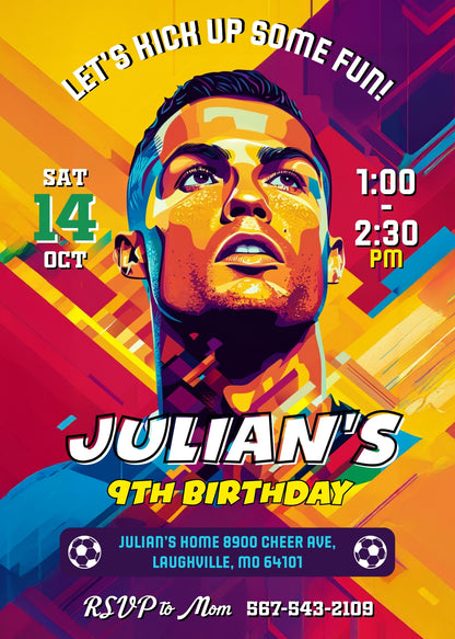 Ronaldo Fifa Soccer customizable invitation template | Share or Print | NI875