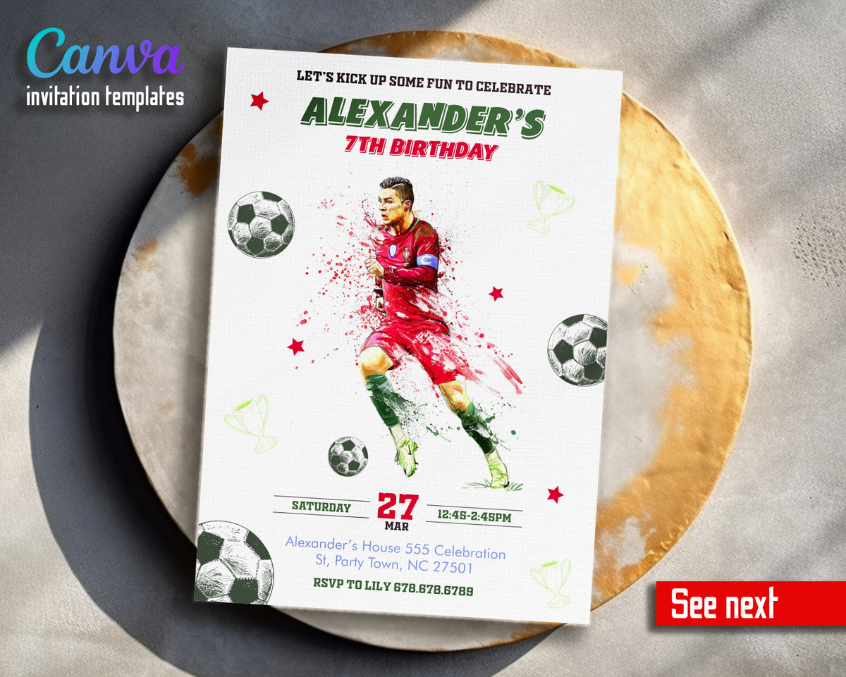 Ronaldo Fifa Soccer customizable invitation template | Share or Print | VF872