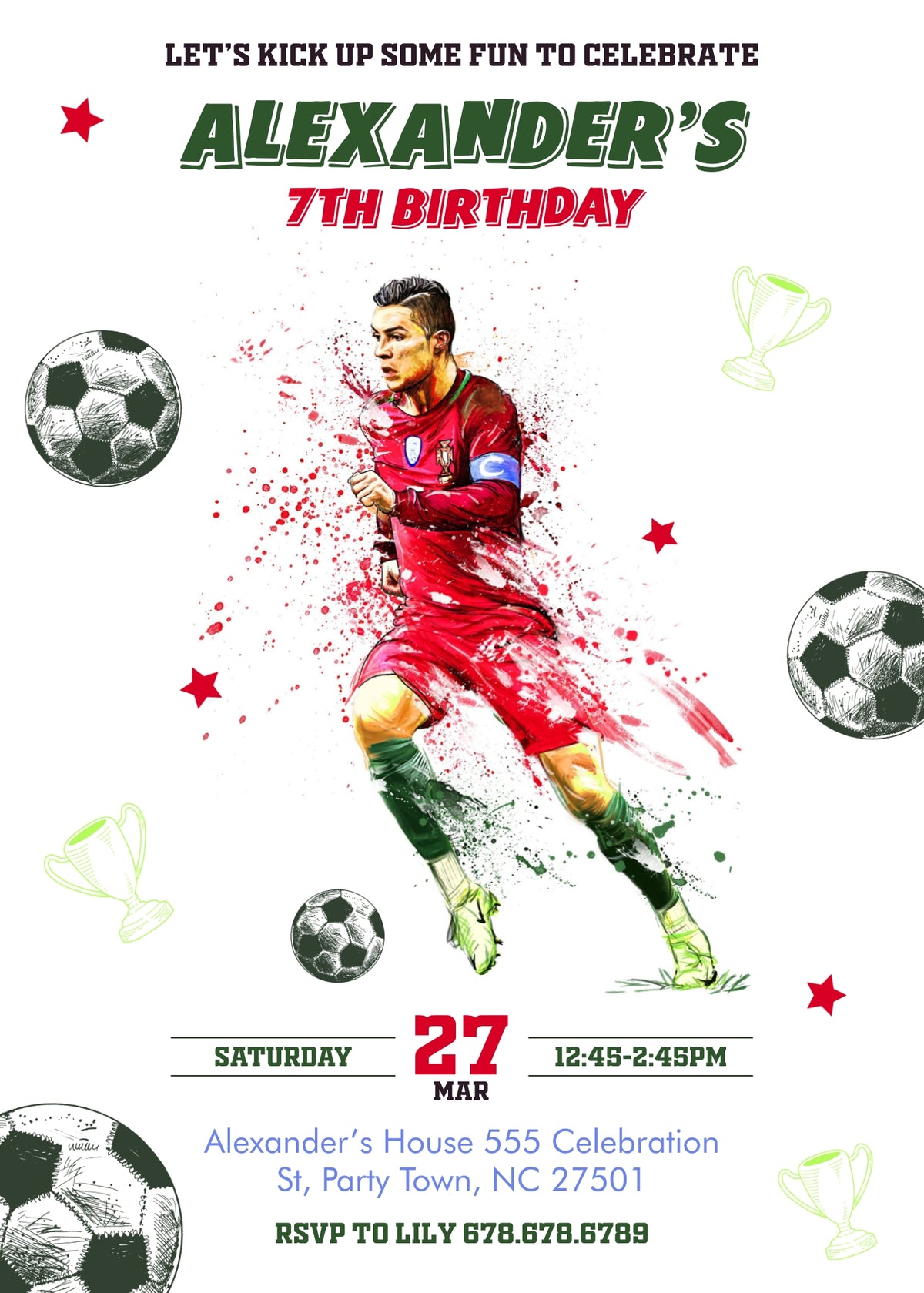 Ronaldo Fifa Soccer customizable invitation template | Share or Print | VF872