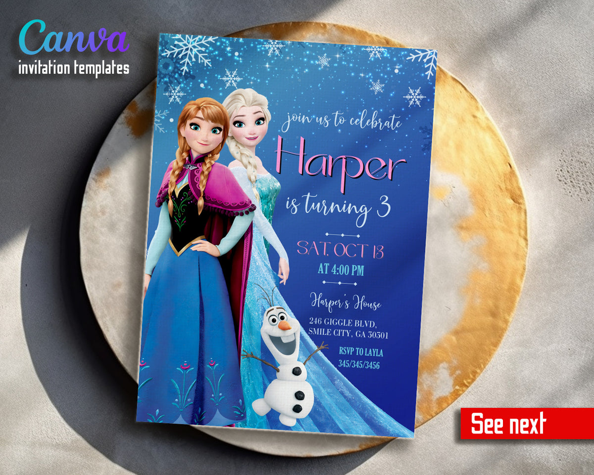 Frozen Elsa customizable invitation template | Share or Print | girl | CQ362