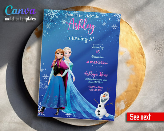 Frozen Elsa customizable invitation template | Share or Print | girl | KR223
