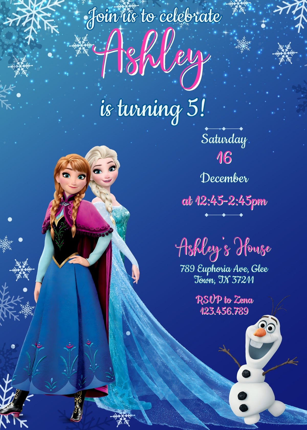 Frozen Elsa customizable invitation template | Share or Print | girl | KR223
