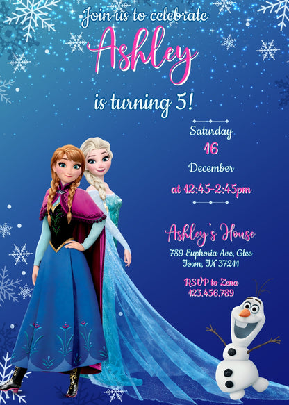Frozen Elsa customizable invitation template | Share or Print | girl | KR223