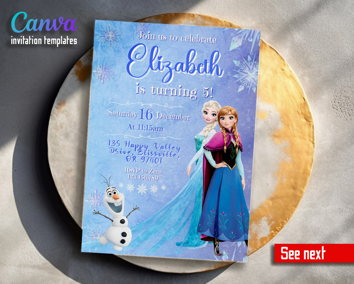 Frozen Elsa customizable invitation template | Share or Print | girl | LG096