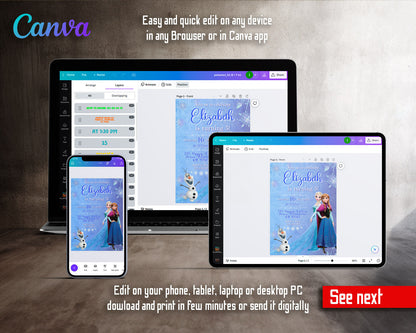 Frozen Elsa customizable invitation template | Share or Print | girl | LG096