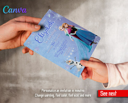 Frozen Elsa customizable invitation template | Share or Print | girl | LG096