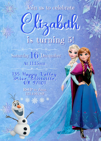 Frozen Elsa customizable invitation template | Share or Print | girl | LG096