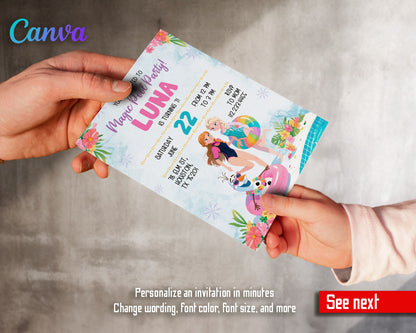 Disney Princess Frozen Elsa Pool Party customizable invitation template | Share or Print | OC624