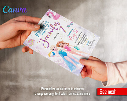 Disney Princess Frozen Elsa Pool Party customizable invitation template | Share or Print | WF514