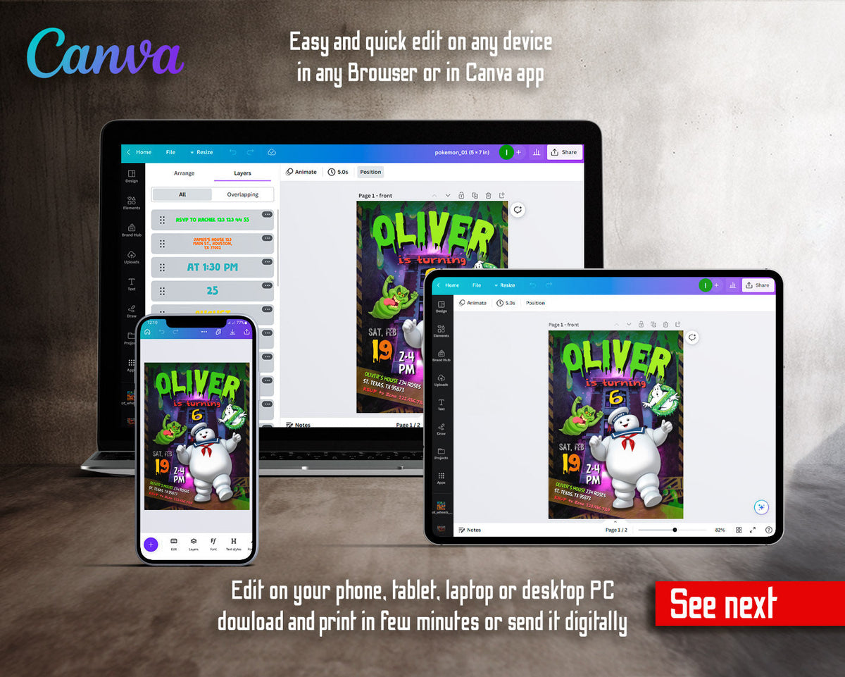 Ghostbusters customizable invitation template | Share or Print | MI895