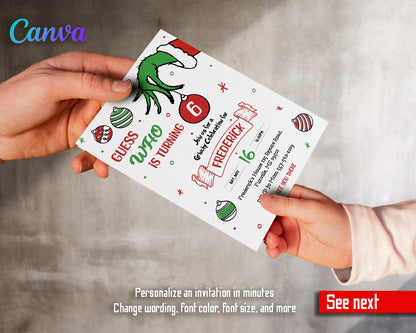 The Grinch Merry Grinchmas customizable invitation template | Share or Print | SE216