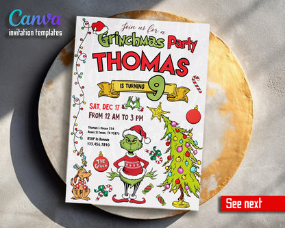 The Grinch Merry Grinchmas customizable invitation template | Share or Print | EY234