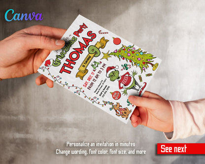 The Grinch Merry Grinchmas customizable invitation template | Share or Print | EY234