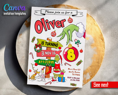 The Grinch Merry Grinchmas customizable invitation template | Share or Print | DP771