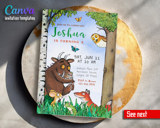 Gruffalo customizable invitation template | Share or Print | OJ814