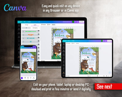 Gruffalo customizable invitation template | Share or Print | OJ814