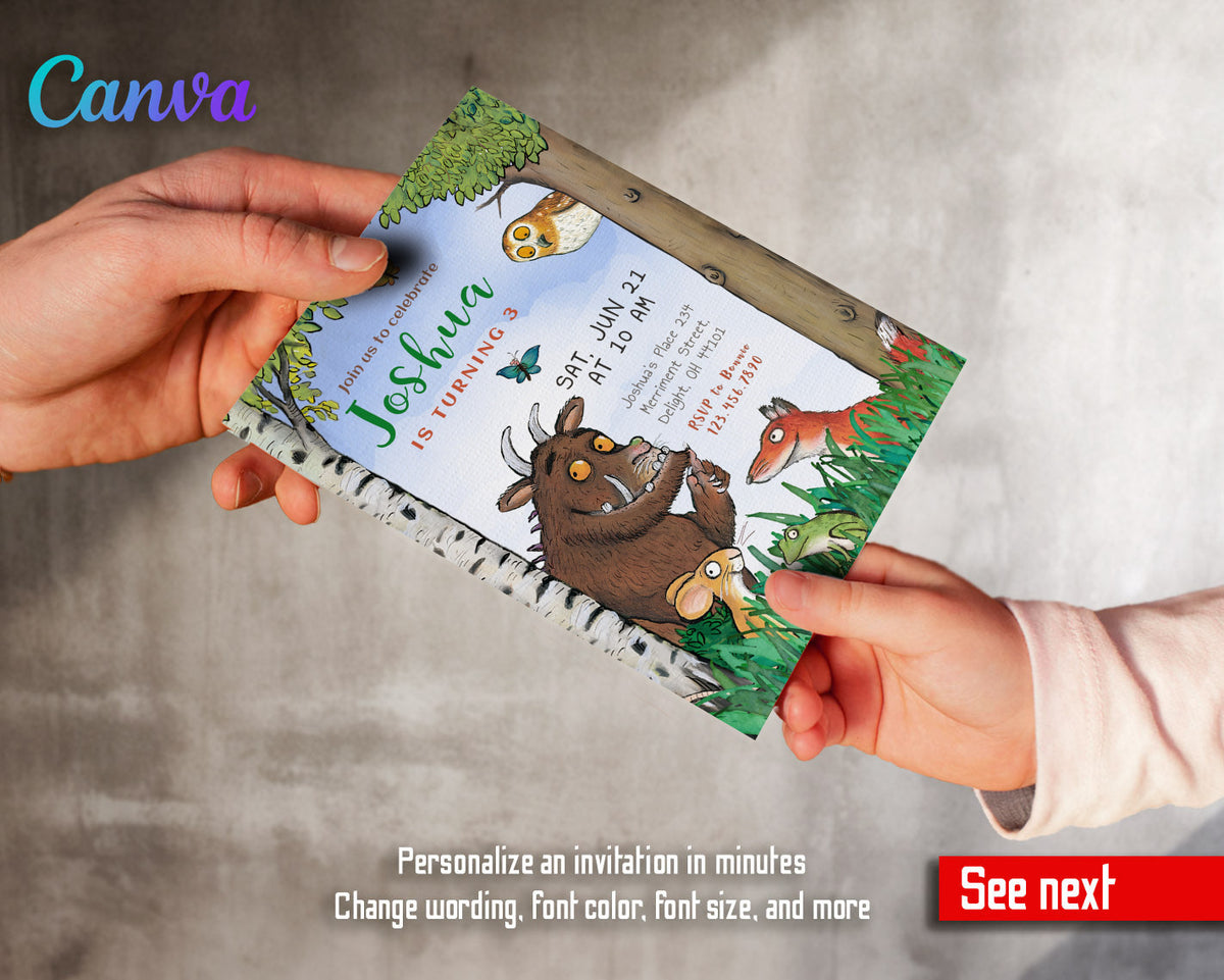 Gruffalo customizable invitation template | Share or Print | OJ814