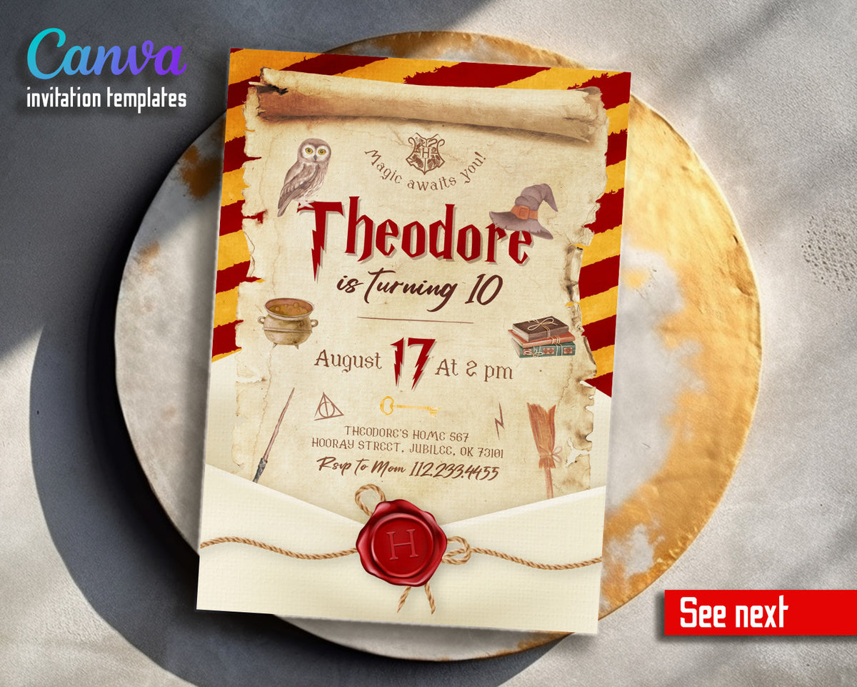 Harry Potter customizable invitation template | Share or Print | PU733
