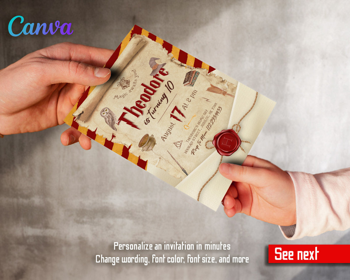 Harry Potter customizable invitation template | Share or Print | PU733