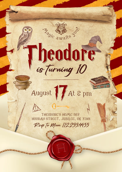 Harry Potter customizable invitation template | Share or Print | PU733