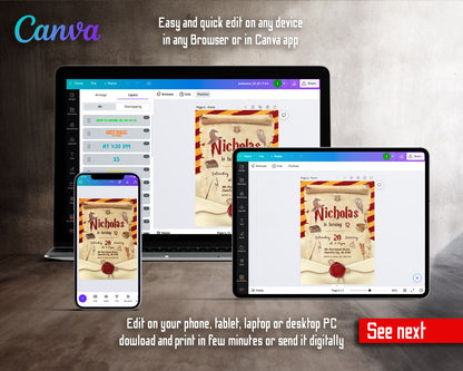 Harry Potter customizable invitation template | Share or Print | FZ053