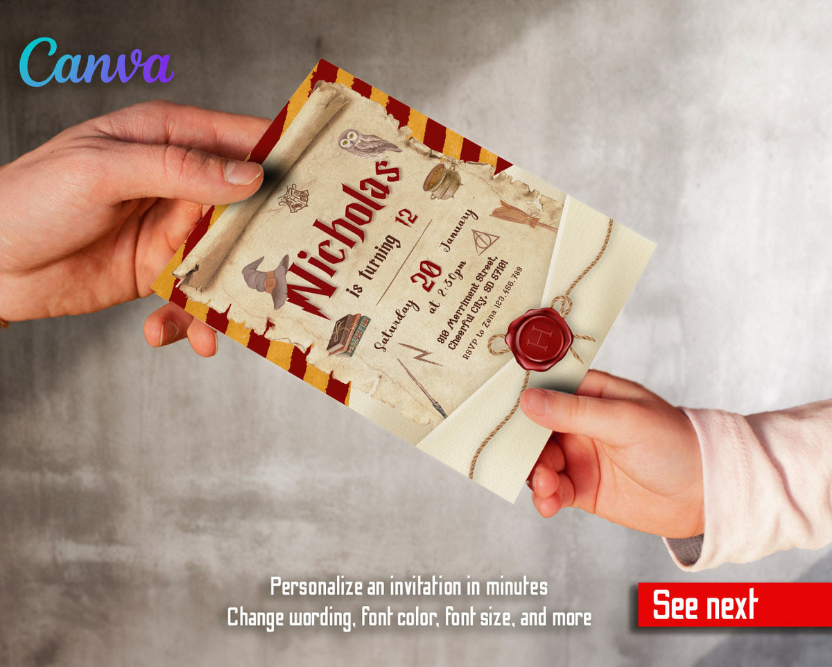 Harry Potter customizable invitation template | Share or Print | FZ053
