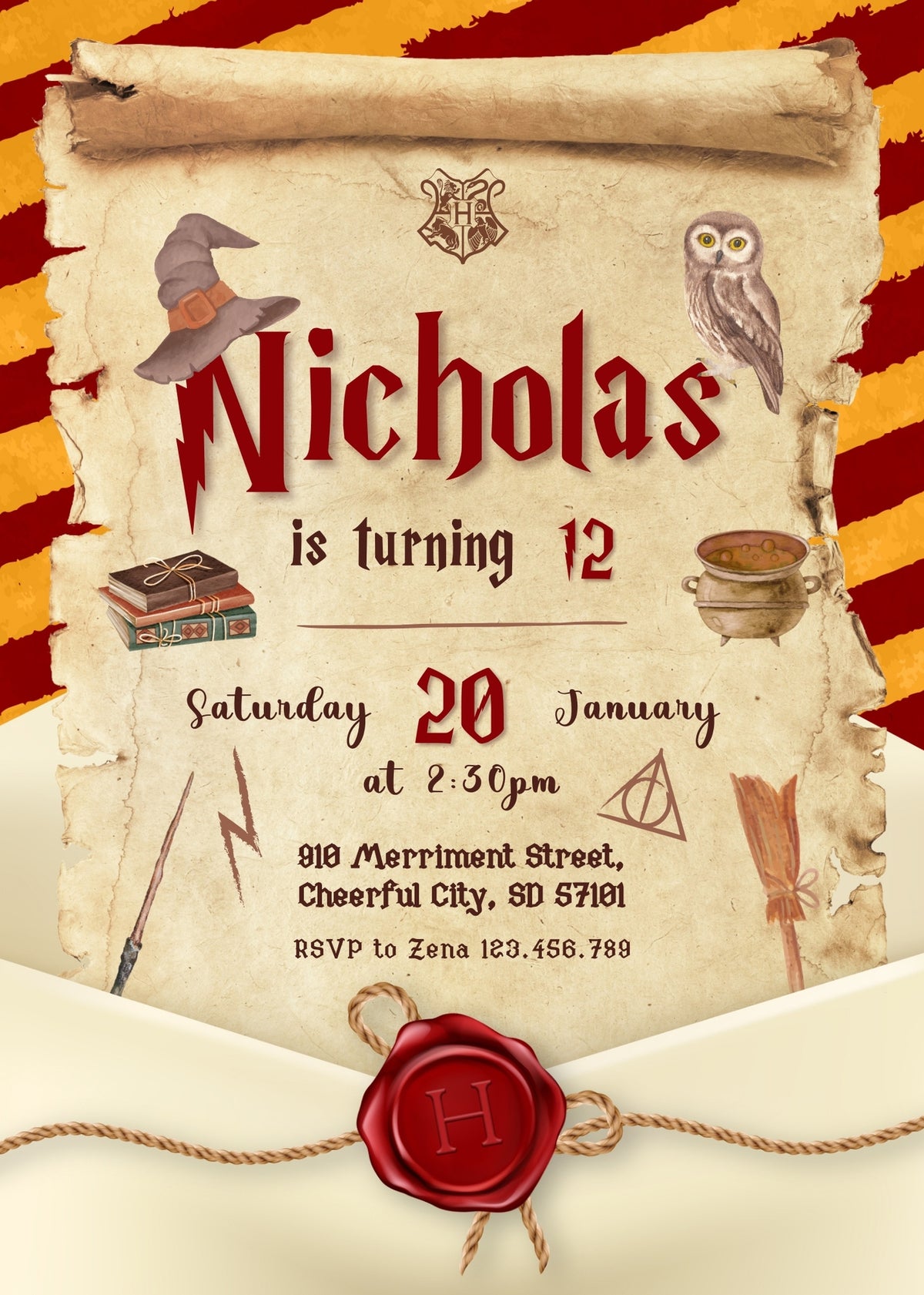 Harry Potter customizable invitation template | Share or Print | FZ053