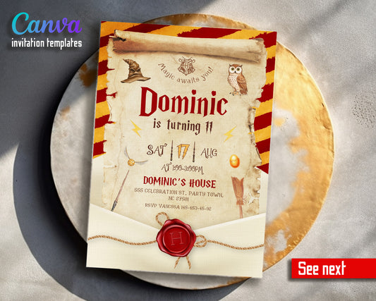 Harry Potter customizable invitation template | Share or Print | TF744