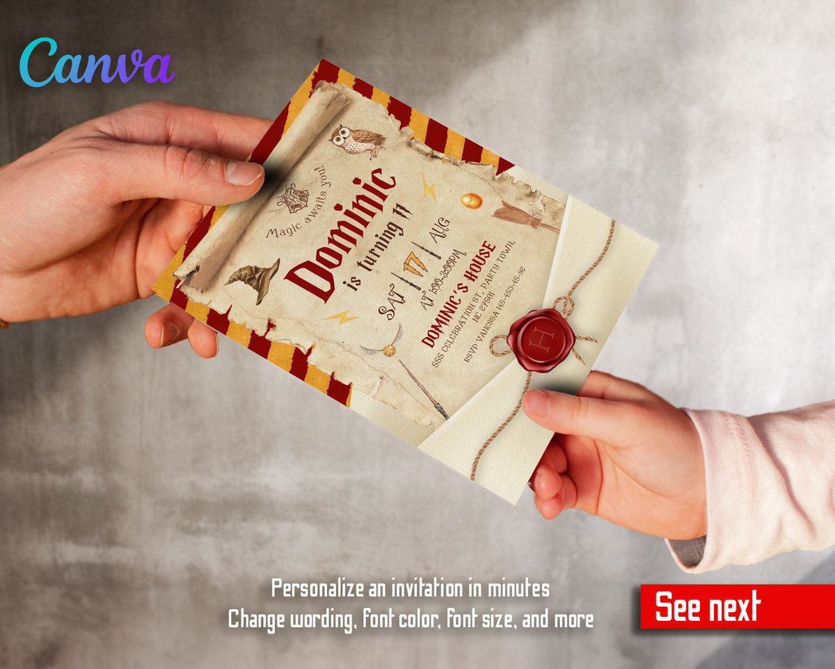Harry Potter customizable invitation template | Share or Print | TF744
