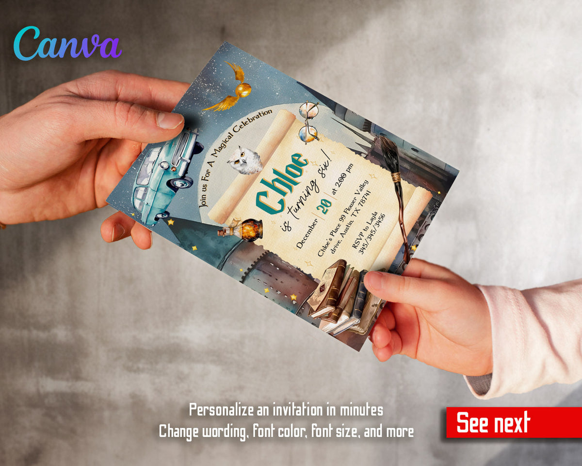Harry Potter customizable invitation template | Share or Print | ER048