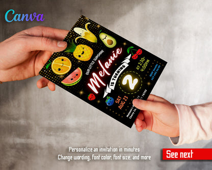 Hey Bear Sensory Dancing Fruits customizable invitation template | Share or Print | IG417
