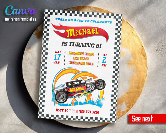 Hot Wheels Racing customizable invitation template | Share or Print | boy | AP225
