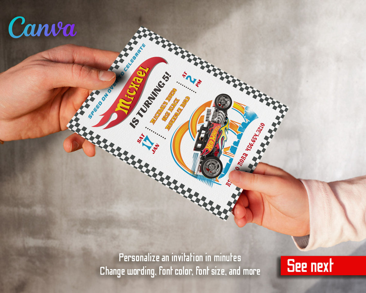 Hot Wheels Racing customizable invitation template | Share or Print | boy | AP225