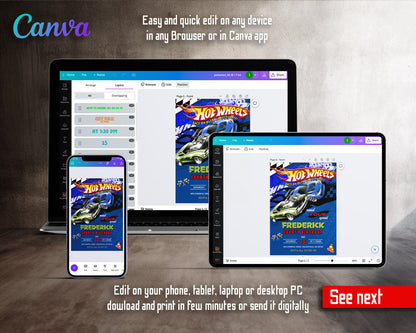 Hot Wheels Need Four Speed customizable invitation template | Share or Print | boy | CD297