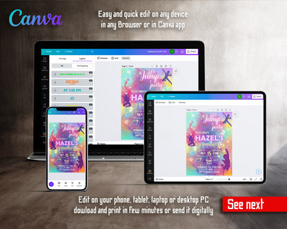 Trampoline Jump Party customizable invitation template | Share or Print | VZ449