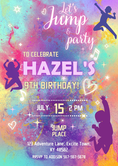 Trampoline Jump Party customizable invitation template | Share or Print | VZ449