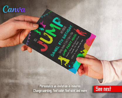 Trampoline Jump Party customizable invitation template | Share or Print | UH146