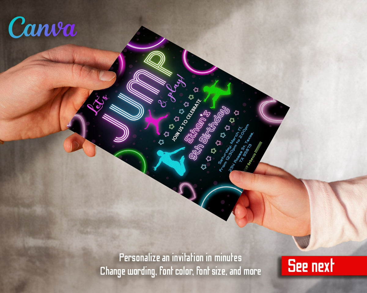 Trampoline Jump Party customizable invitation template | Share or Print | GB486