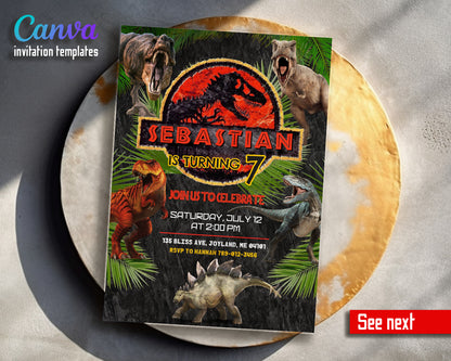 Jurassic Park Dinosaur customizable invitation template | Share or Print | VL863