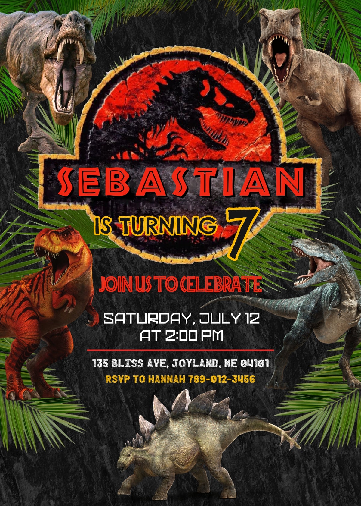 Jurassic Park Dinosaur customizable invitation template | Share or Print | VL863